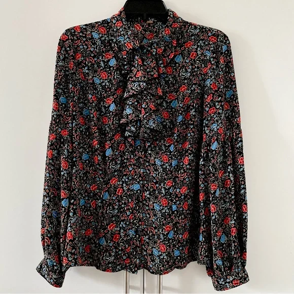 Free People Floral Collared Ruffle-neck Blouse - Picture 3 of 8